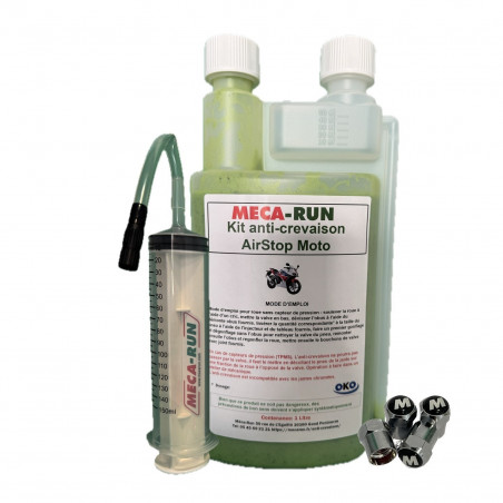 Mecarun Kit Anti-Crevaison Air Stop Moto 1L - Protection Préventive Haute Performance