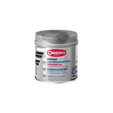 Owatrol Renometal 500ml - Kit Rénovateur Chrome Inox Aluminium avec Laine d'Acier