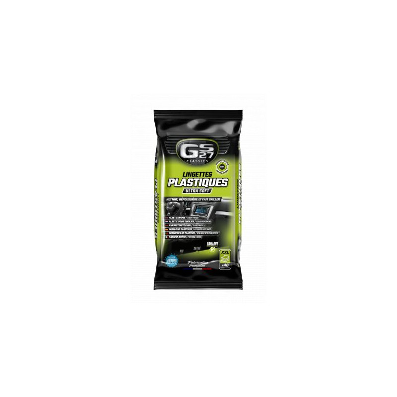 GS27 CLASSICS LINGETTES PLASTIQUES FINITION BRILLANTE 40 UNITES XXL - Nettoyage et Soin des Plastiques Intérieurs Voiture GS27 CLASSICS LINGETTES PLASTIQUES FINITION BRILLANTE 40 UNITES XXL - Nettoyage et Soin des Plastiques Intérieurs Voiture