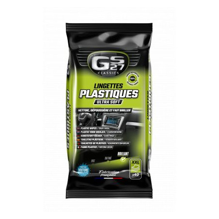 GS27 LINGETTES PLASTIQUES FINITION BRILLANTE 40 UNITES XXL - Nettoyage des Plastiques Intérieurs Voiture