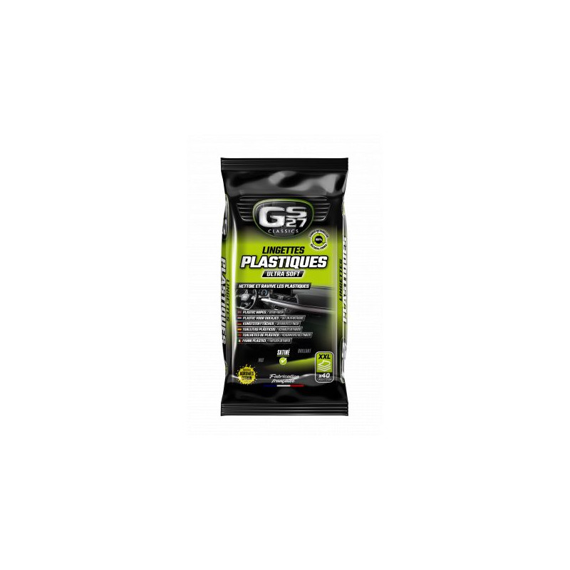 GS27 CLASSICS LINGETTES PLASTIQUES FINITION SATINEE 40 UNITES XXL - Nettoyage et Soin des Plastiques Intérieurs Voiture