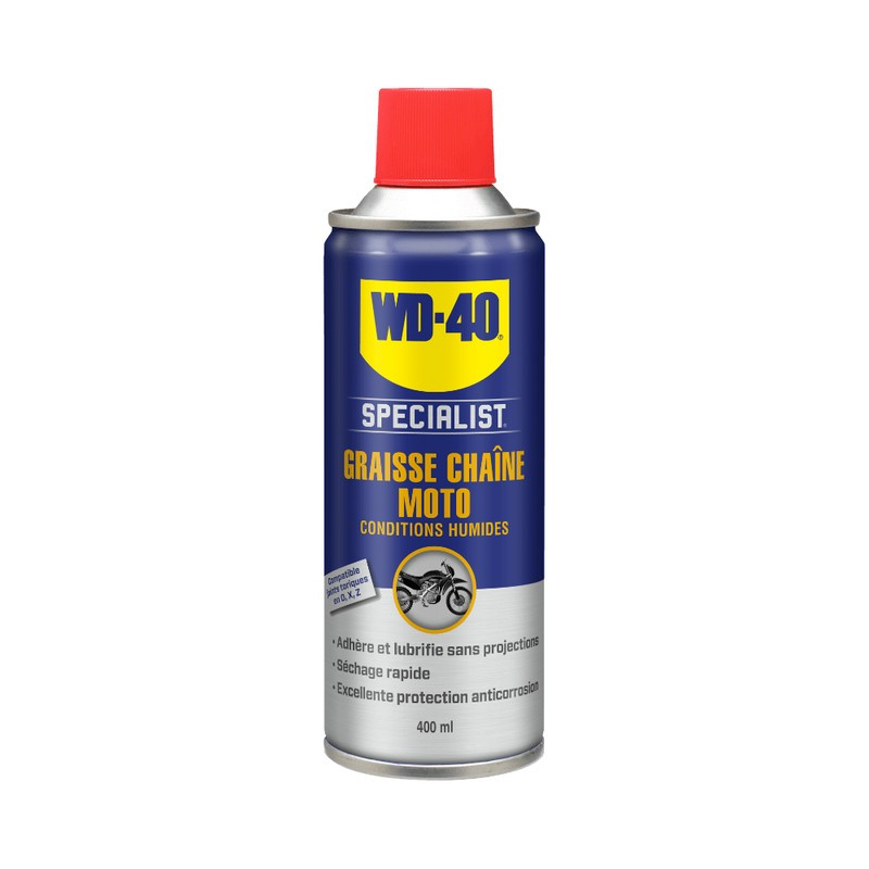 WD 40 SPECIALIST GRAISSE CHAÎNE MOTO CONDITIONS HUMIDES 400ML - Entretien et Protection des Chaines de Motos