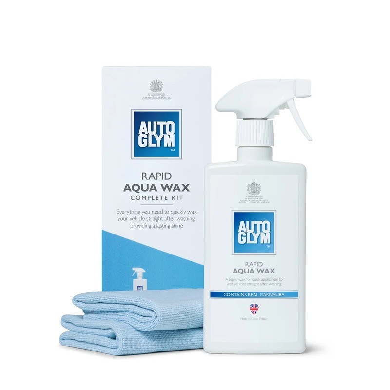 Autoglym Rapid Aqua Wax Complete Kit 500ml - Cire Carnauba Rapide en Application sur Carrosserie Voiture Mouillée + Microfibre