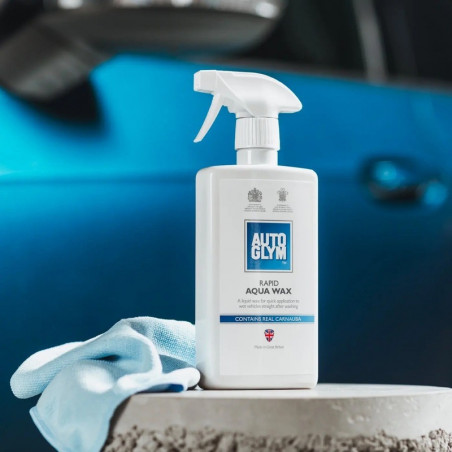 Autoglym Rapid Aqua Wax Complete Kit 500ml - Cire Carnauba Rapide en Application sur Carrosserie Voiture Mouillée + Microfibre