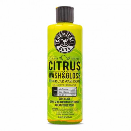Chemical Guys Citrus Wash and Gloss 473ml - Shampoing Agrumes Hyper-Concentré avec Brillance