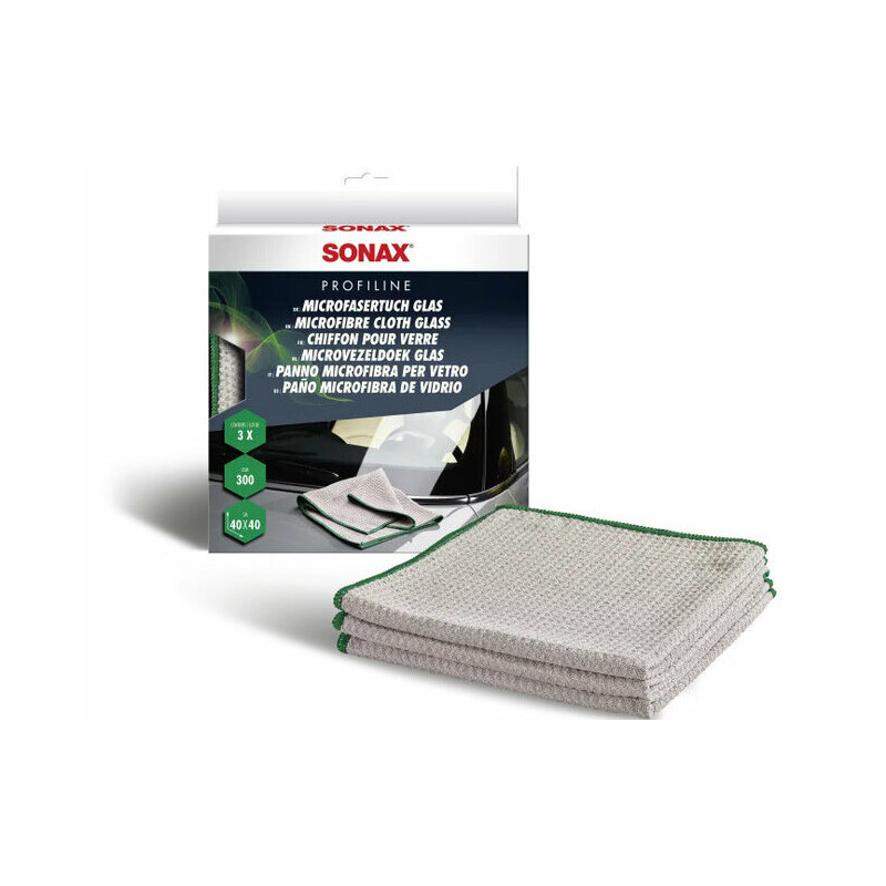 SONAX - Lot de 3 Microfibres pour Vitres SONAX - Lot de 3 Microfibres pour Vitres