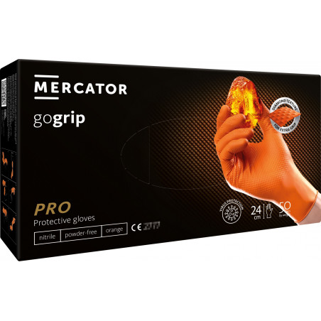 Mercator - GoGrip Orange - Résistance niveau 3 - Boîte de 50 gants en nitrile